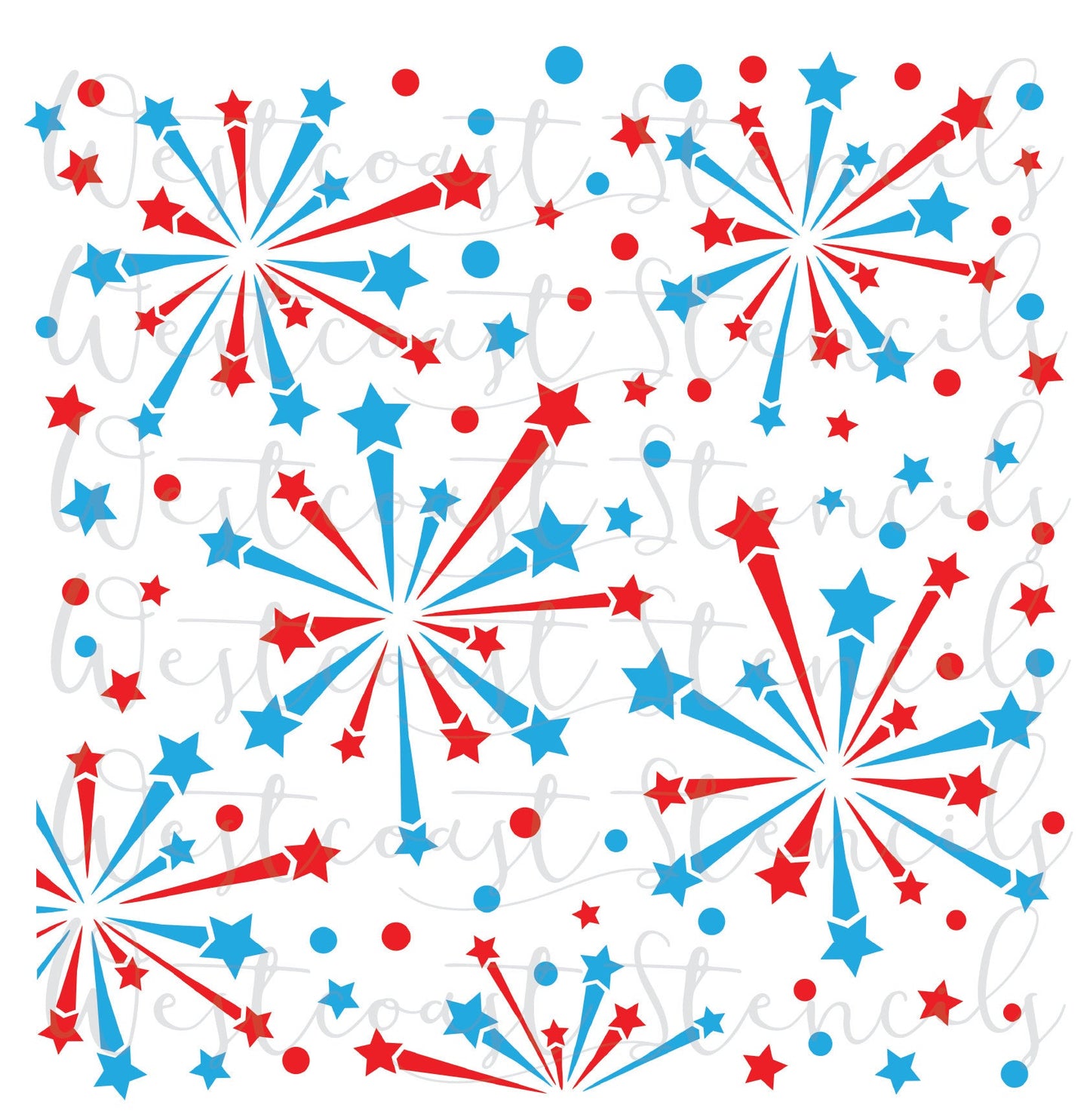 Fireworks Background Stencil, One Piece or Two Piece