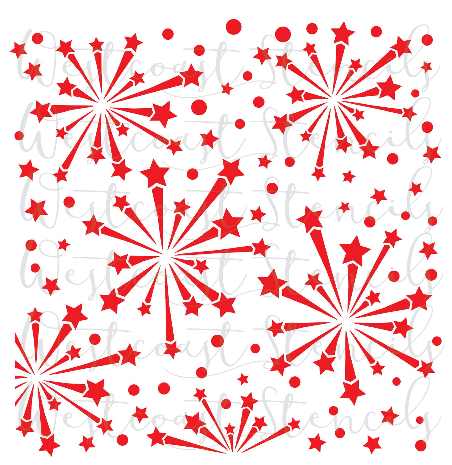 Fireworks Background Stencil, One Piece or Two Piece