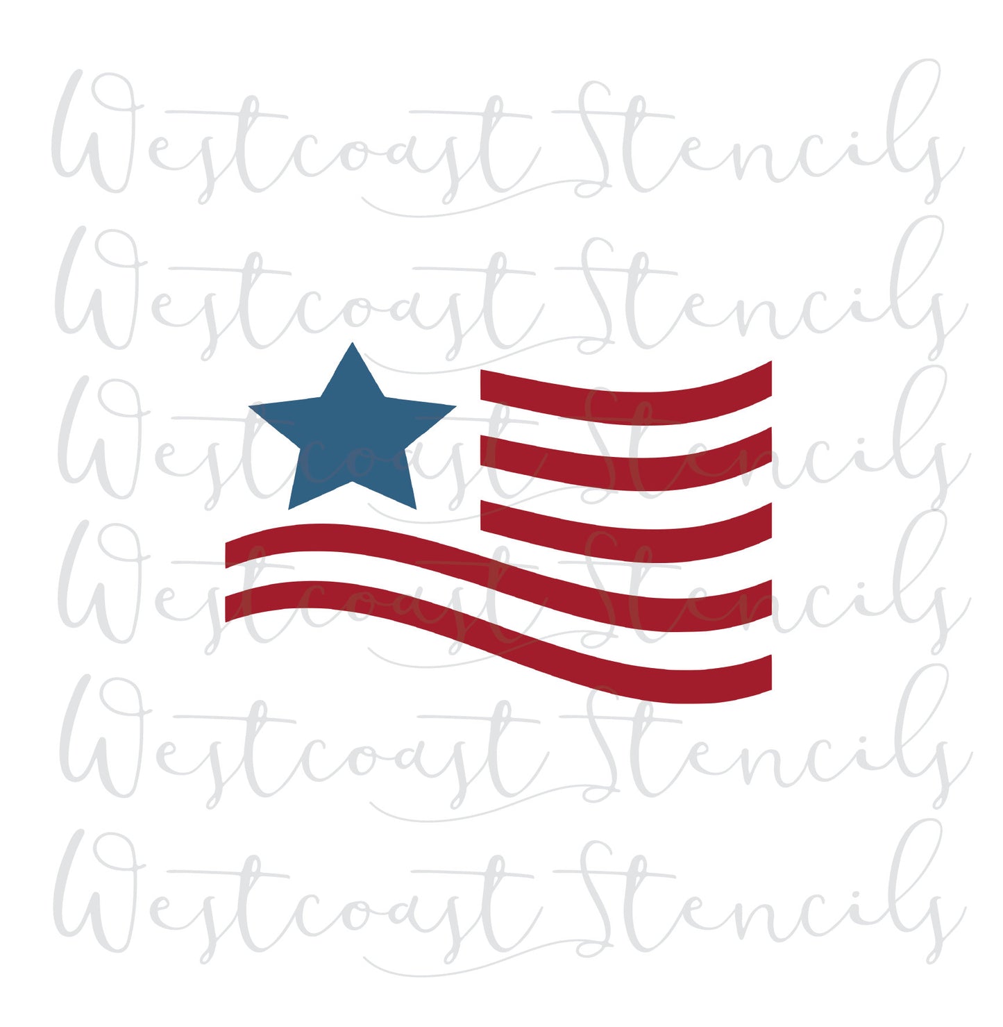 American Flag Swoosh Stencil, One Piece or Two Piece