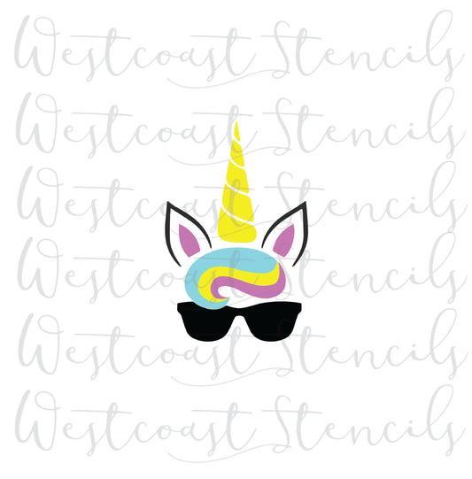 Unicorn Face with Sunglasses Stencil