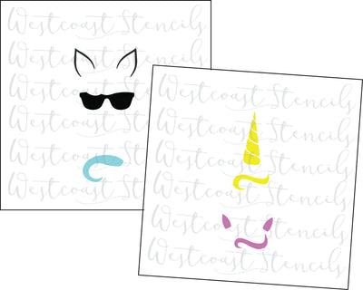Unicorn Face with Sunglasses Stencil
