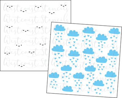 Clouds with Hearts Stencil