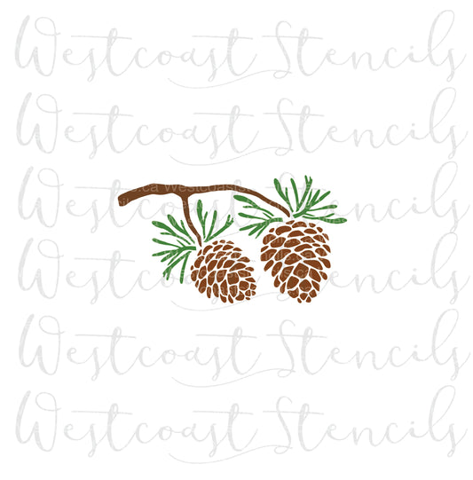 Pinecones and Branch Stencil