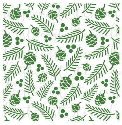 Pine and Pinecone Background Stencil