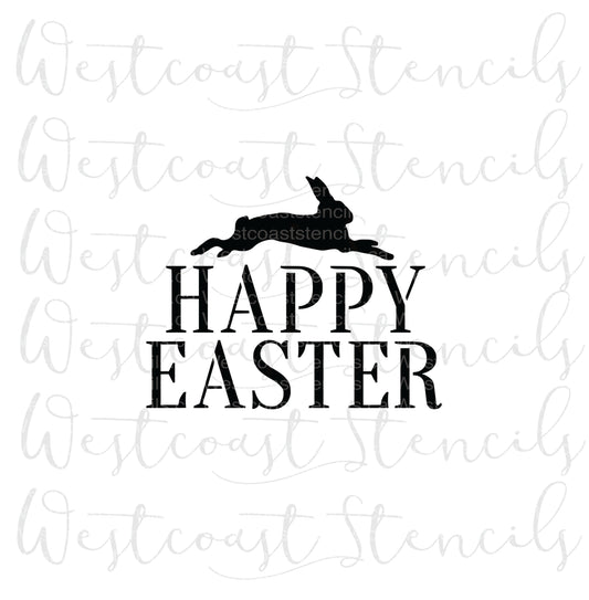 Happy Easter Leaping Bunny Stencil