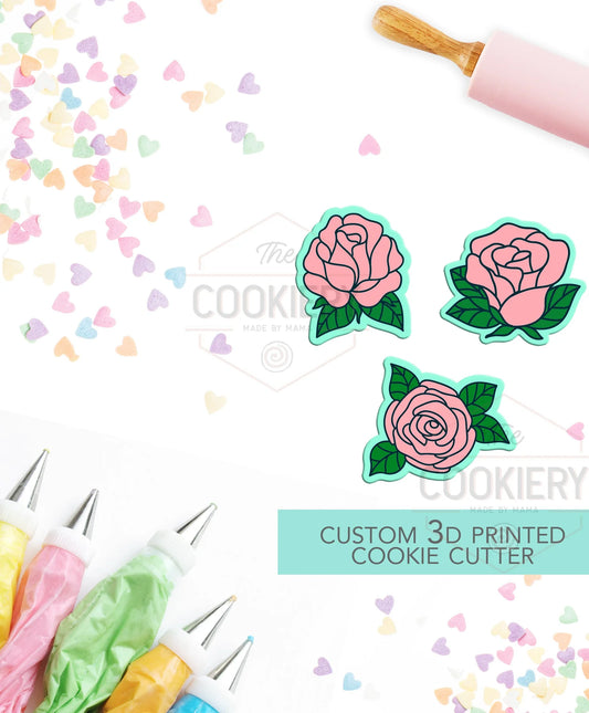 MINI ROSES COOKIE CUTTER SET - MINI COOKIE CUTTERS - 3D PRINTED COOKIE CUTTER - TCK21121 - SET OF 3