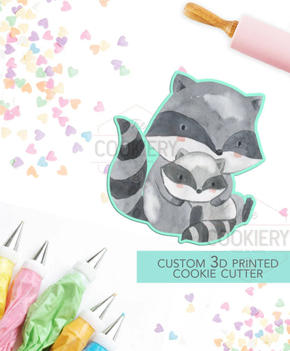 MAMA RACCOON AND BABY RACCOON COOKIE CUTTER - MOTHER'S DAY COOKIE CUTTER - 3D PRINTED COOKIE CUTTER - TCK19130