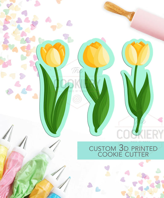 LONG STEMMED TULIP BOUQUET SET - 3 PC SET - MOTHER'S DAY COOKIE CUTTERS - 3D PRINTED COOKIE CUTTER - TCK19129- SET OF 3