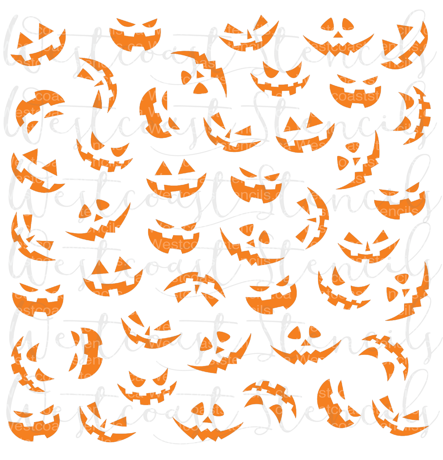 Pumpkin Face Background Stencil, Style 2